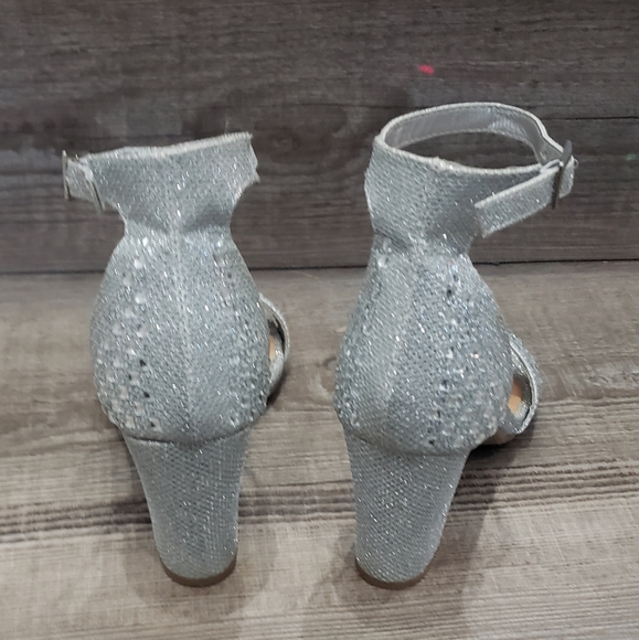 Top Moda chunky silver glitter heels size 6 - Picture 2 of 4
